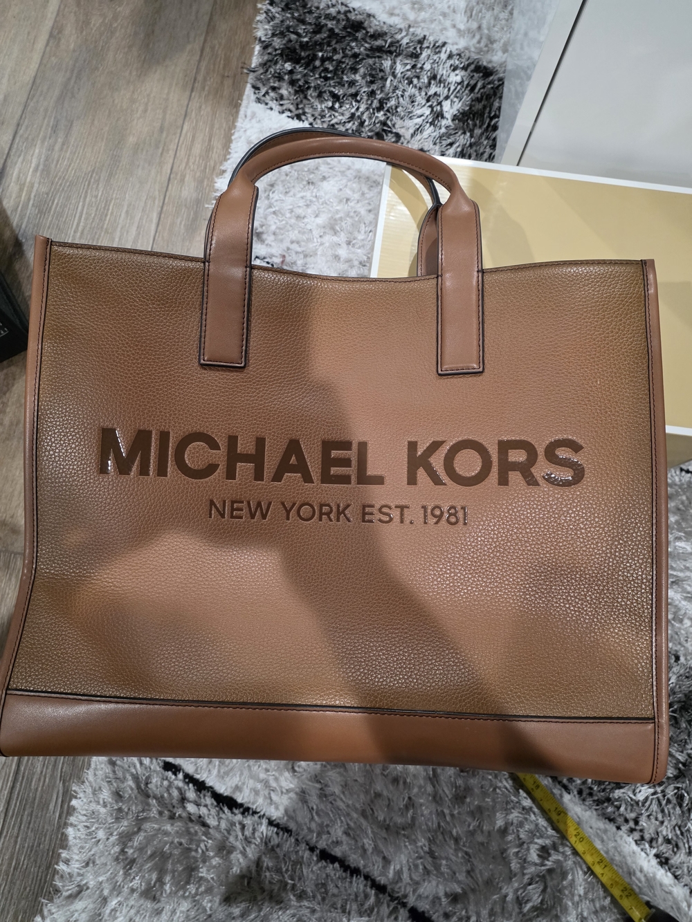 Michael Kors Brown Leather Logo Large Tote